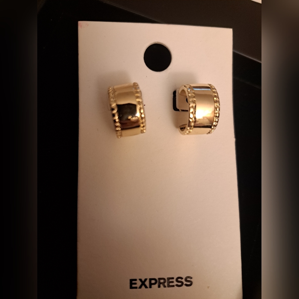 Express Gold Tone Huggie Hoop Earrings